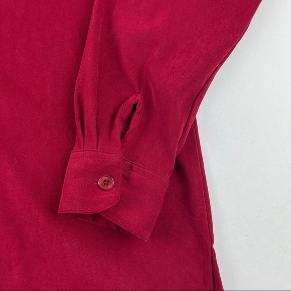 Real Comfort Button Up Shirt Womens Red Long Sleeve - Picture 7 of 8